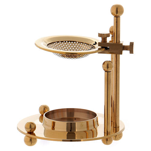 Two-level incense burner in gold plated polish brass